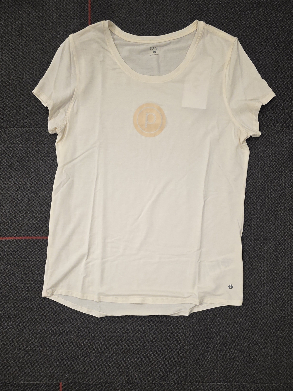 Tavi Active Pure Barre Women's Cream Cap Sleeve Tee